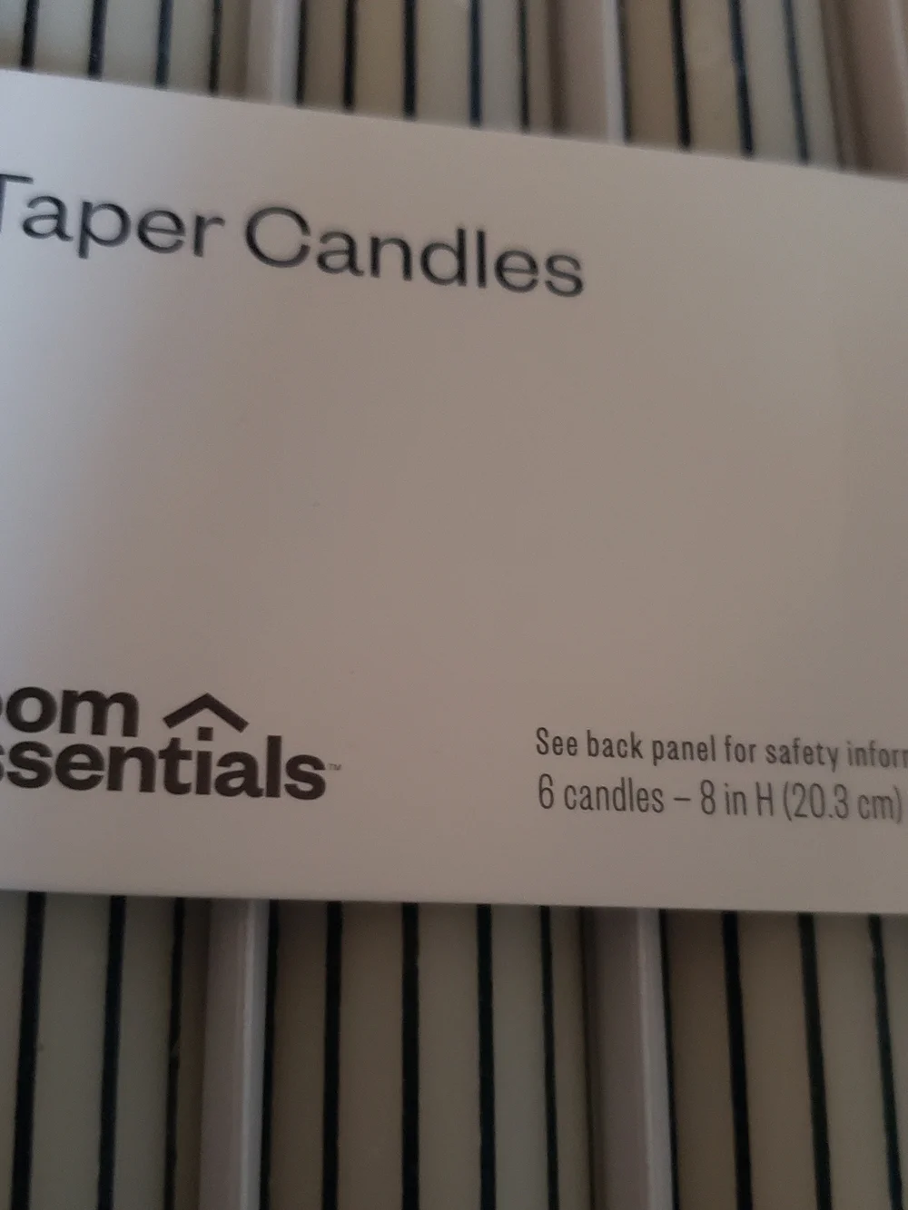 Room Essentials White Taper Candles with Black Stripes - Set of 6